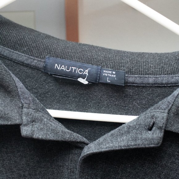 Grey Nautica Long Sleeve Polo Size Large - Picture 2 of 2